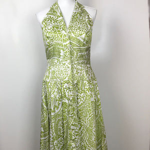 Floral Print Button Down Halter Dress Sz 10